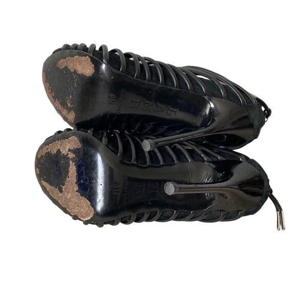 LAMB L.A.M.B. Walcot Black Leather Bootie Sandal Heels size 8 - Picture 10 of 12
